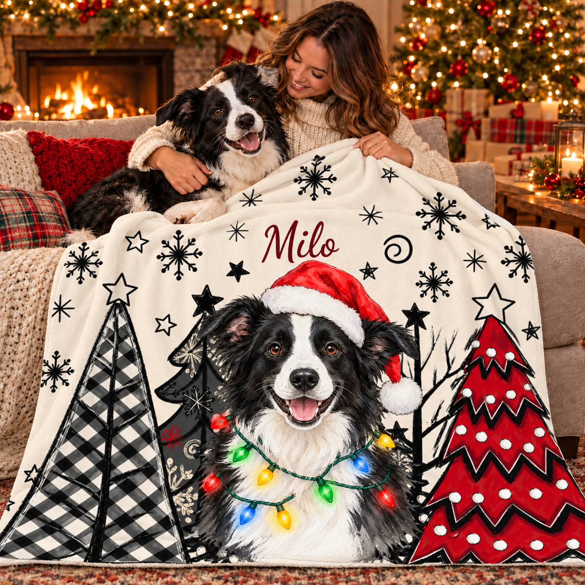 Personalised blanket featuring a photo of a dog or cat – Christmas cuddles #106677 [PC-GALLERY:cmuu3jpqg001lo80kieaifvyk:af3ac064-6bc9-4191-b6a8-c8fe5b86bba1:054b5afc6d9aeab8445834e8ba065491db37b82f57f02268879672bdc33ebfd1]
