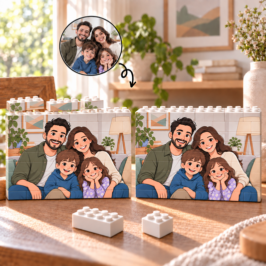 A family picture made from building blocks – Landscape