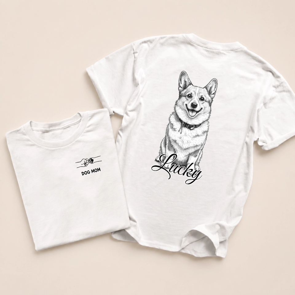 T-shirt with dog - dog mom/dog dad - Personalized #812 — mockup cmuelm1qa000zs7b024yga3wt