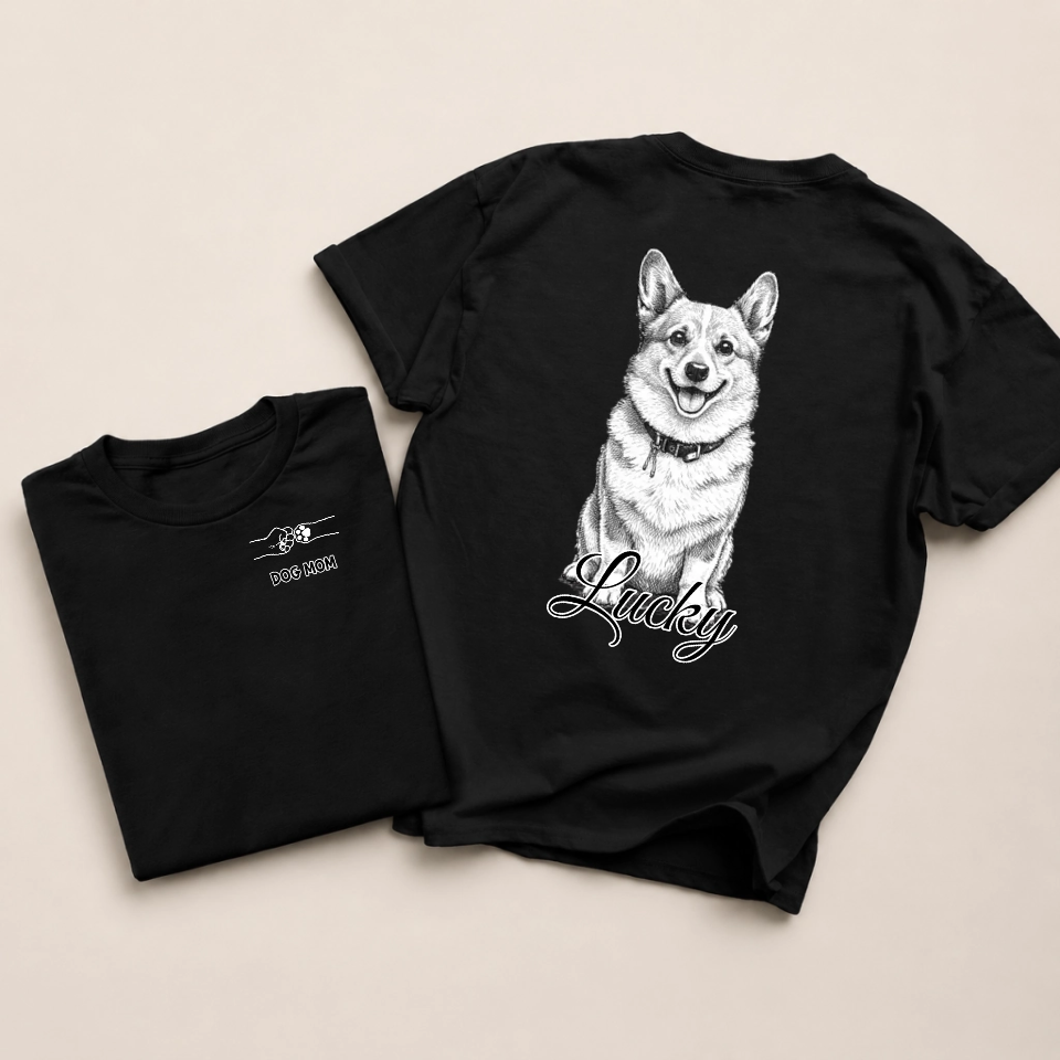 T-shirt with dog - dog mom/dog dad - Personalized #812 — mockup cmuelm1qf0013s7b02o17zcem