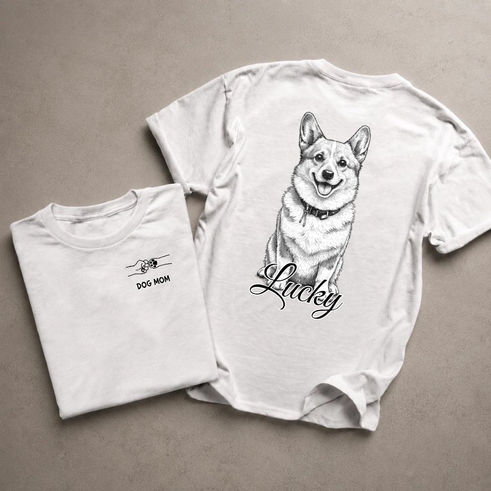 T-shirt with dog - dog mom/dog dad - Personalized #812 — mockup cmuemhrtp00mhs7zw6dmfapt5