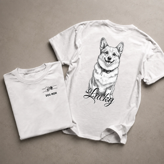 T-shirt with dog - dog mom/dog dad - Personalized #812 — mockup cmuemhrtp00mhs7zw6dmfapt5
