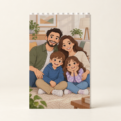 Personalised building blocks featuring a family photo #90072 – Portrait