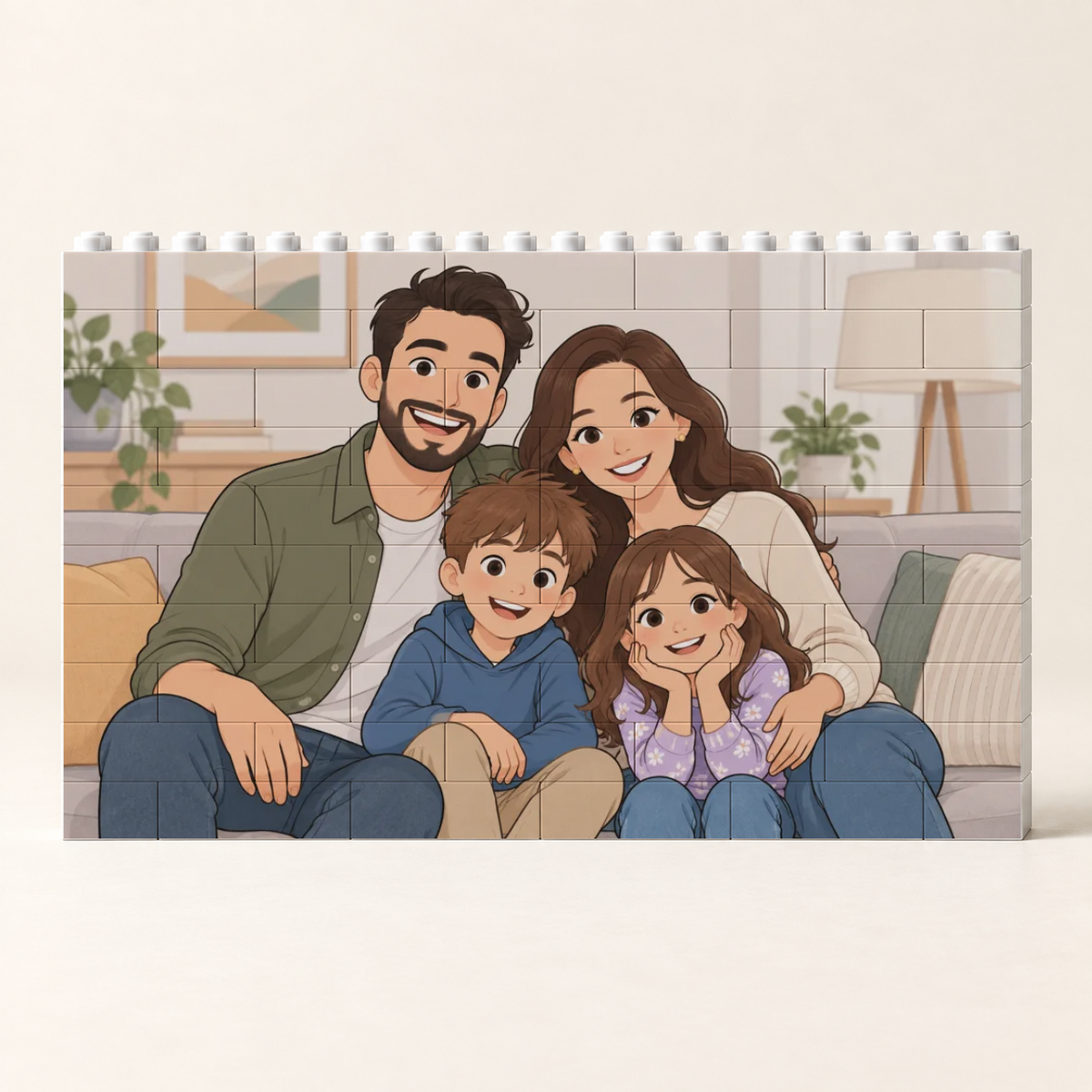 Personalised building blocks featuring a family photo #90072 – Landscape