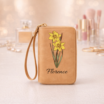 Personalised wallet with a birthday flower and name [PC-MOCKUP:cmv77mkft00lfmrabph8031ir:348203cf1883469f79eba093:348203cf1883469f79eba0934a363c66f31ac59c8388108773e4cb108c28ce78]