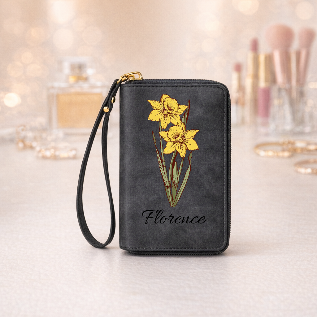 Personalised wallet with a birthday flower and name [PC-MOCKUP:cmv77mkft00lfmrabph8031ir:350eb9c124aad0080e3a038f:350eb9c124aad0080e3a038f23916a2c4fad22b74f07287eb56dead8c1b171f1]