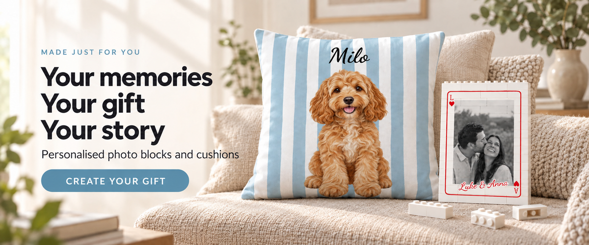 Your memories, your gift, your story - Personalised photo blocks and cushions - Create your gift